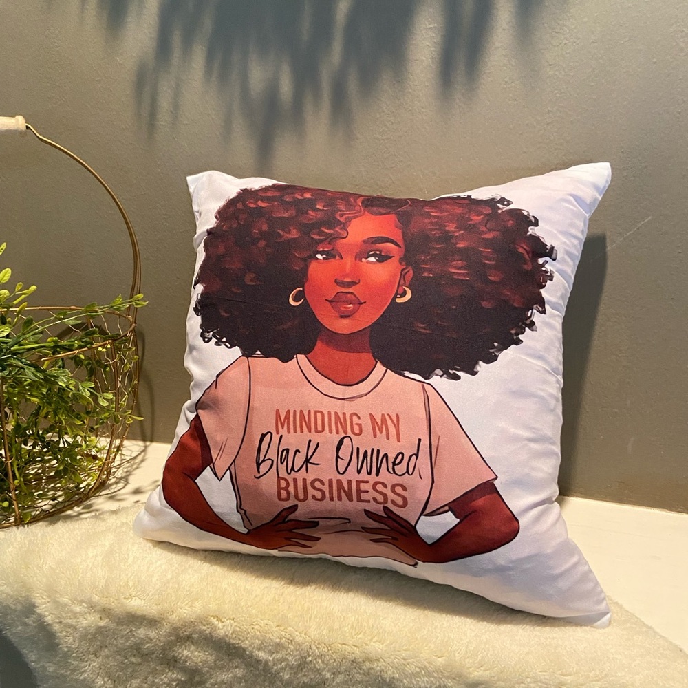 Pillow case black girl magic African American black owned business 16x16 inches